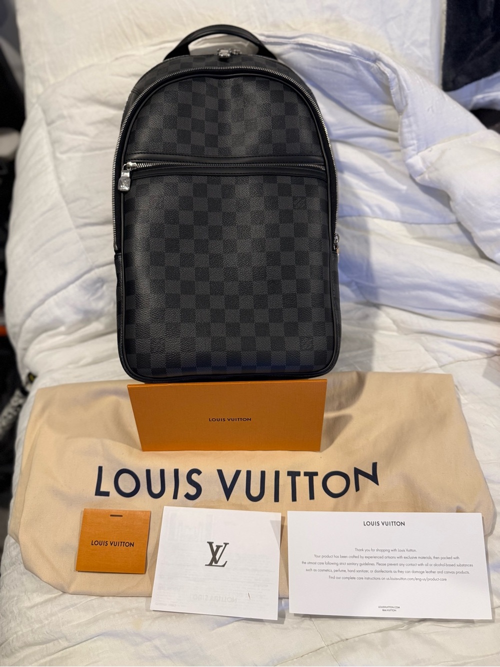 Louis Vuitton Black Damier Graphite Canvas Backpack with Silver Hardware